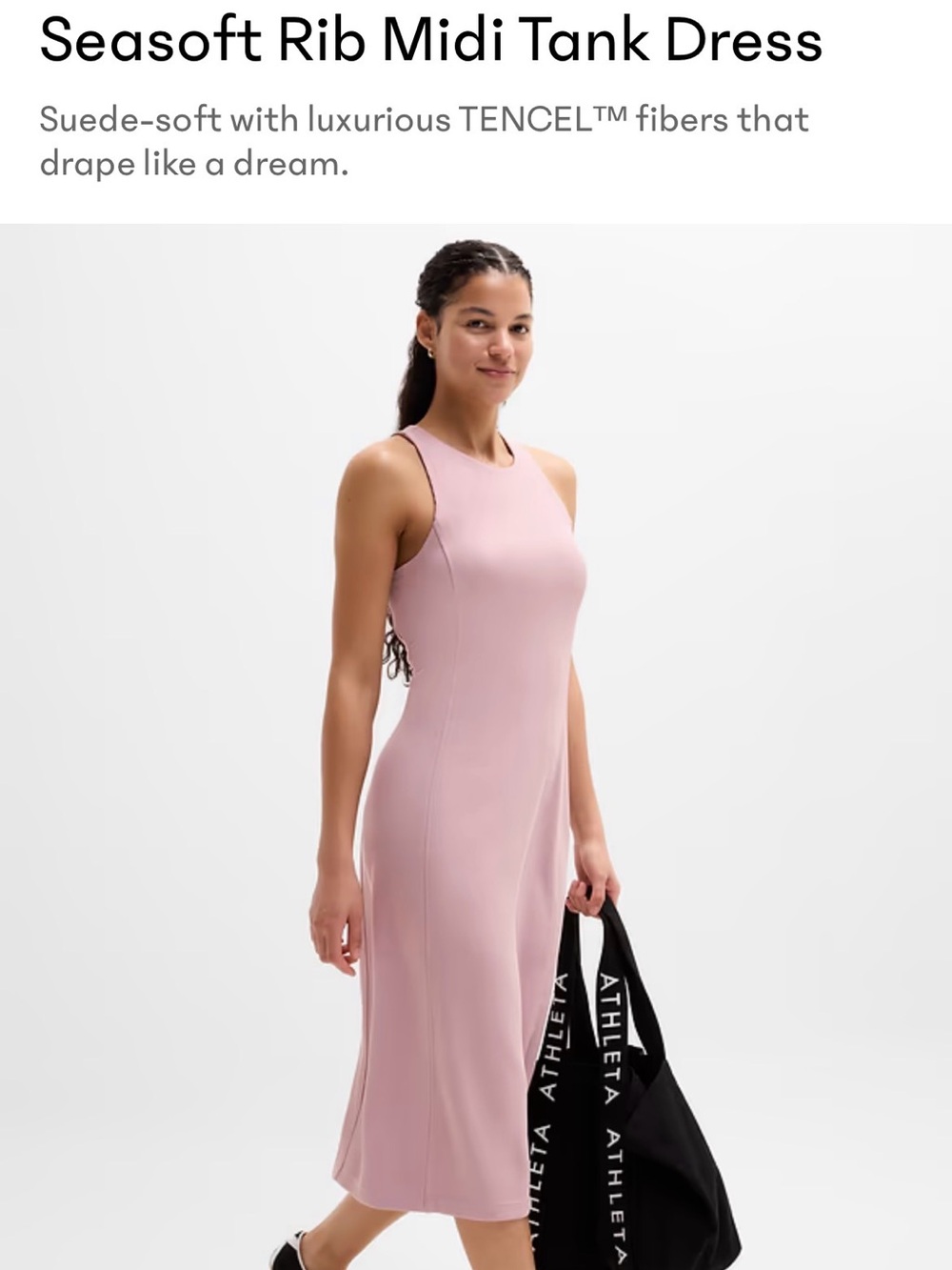 Athleta Seasoft Rib Midi Tank Dress